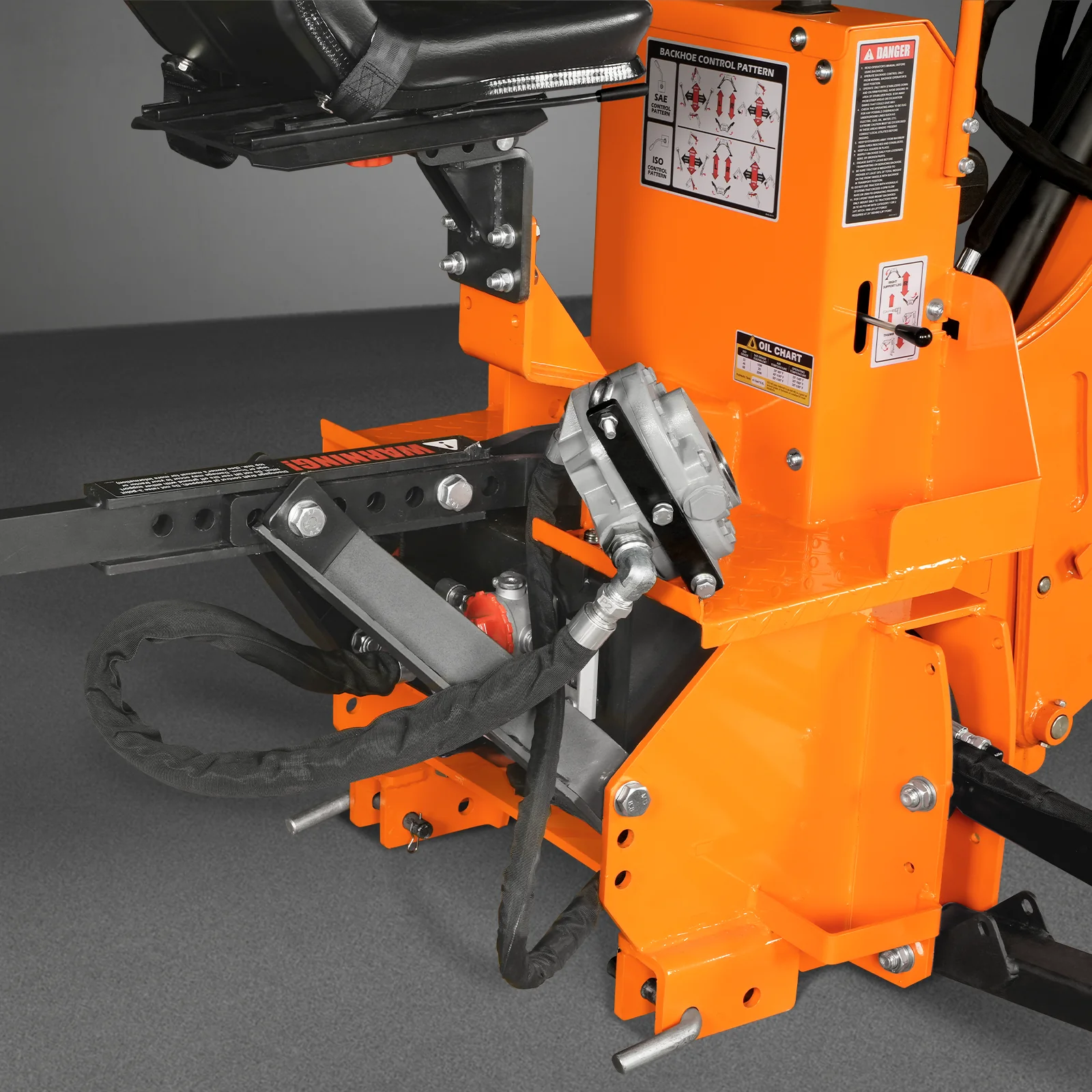 9' Tractor Backhoe Attachment with Hydraulic Thumb,  15" Bucket,  ISO/SAE Switchable Controls,  Self-Contained Hydraulic System,  3 Point Hitch Cat.1 & 2,  25-100 HP,  BH860H - Image 15