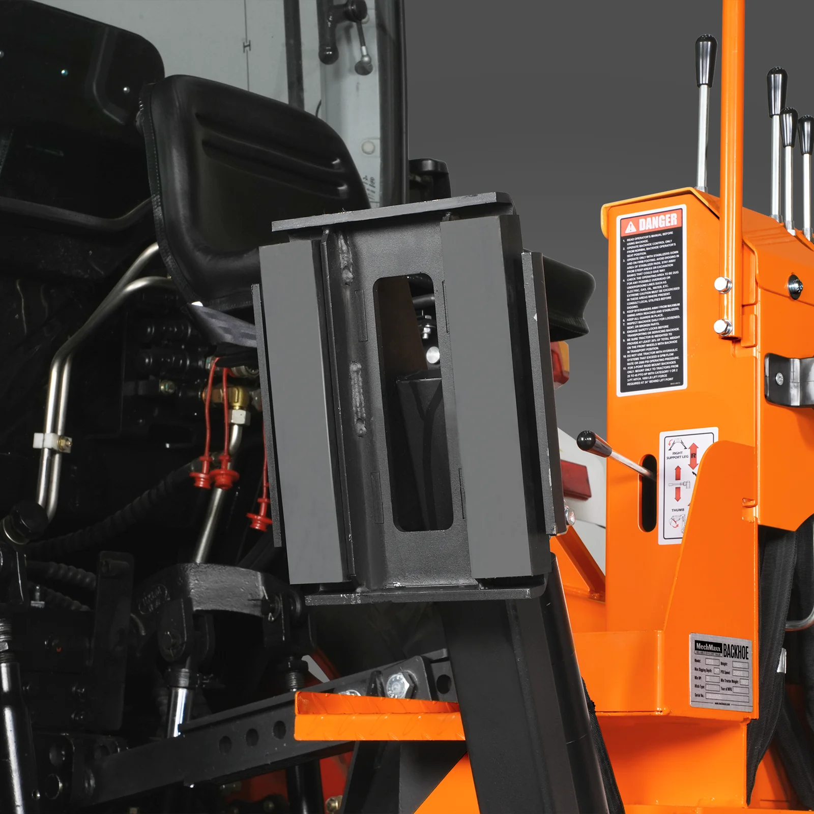 9' Tractor Backhoe Attachment with Hydraulic Thumb,  15" Bucket,  ISO/SAE Switchable Controls,  Self-Contained Hydraulic System,  3 Point Hitch Cat.1 & 2,  25-100 HP,  BH860H - Image 20