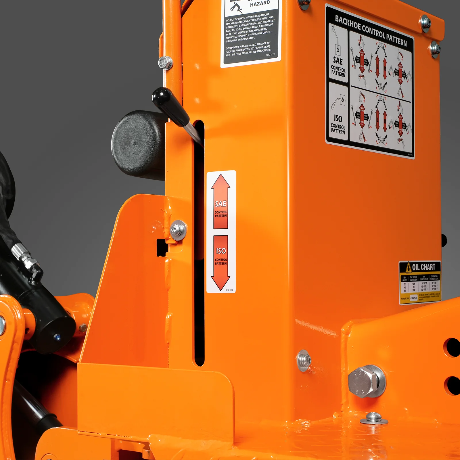 9' Tractor Backhoe Attachment with Hydraulic Thumb,  15" Bucket,  ISO/SAE Switchable Controls,  Self-Contained Hydraulic System,  3 Point Hitch Cat.1 & 2,  25-100 HP,  BH860H - Image 9