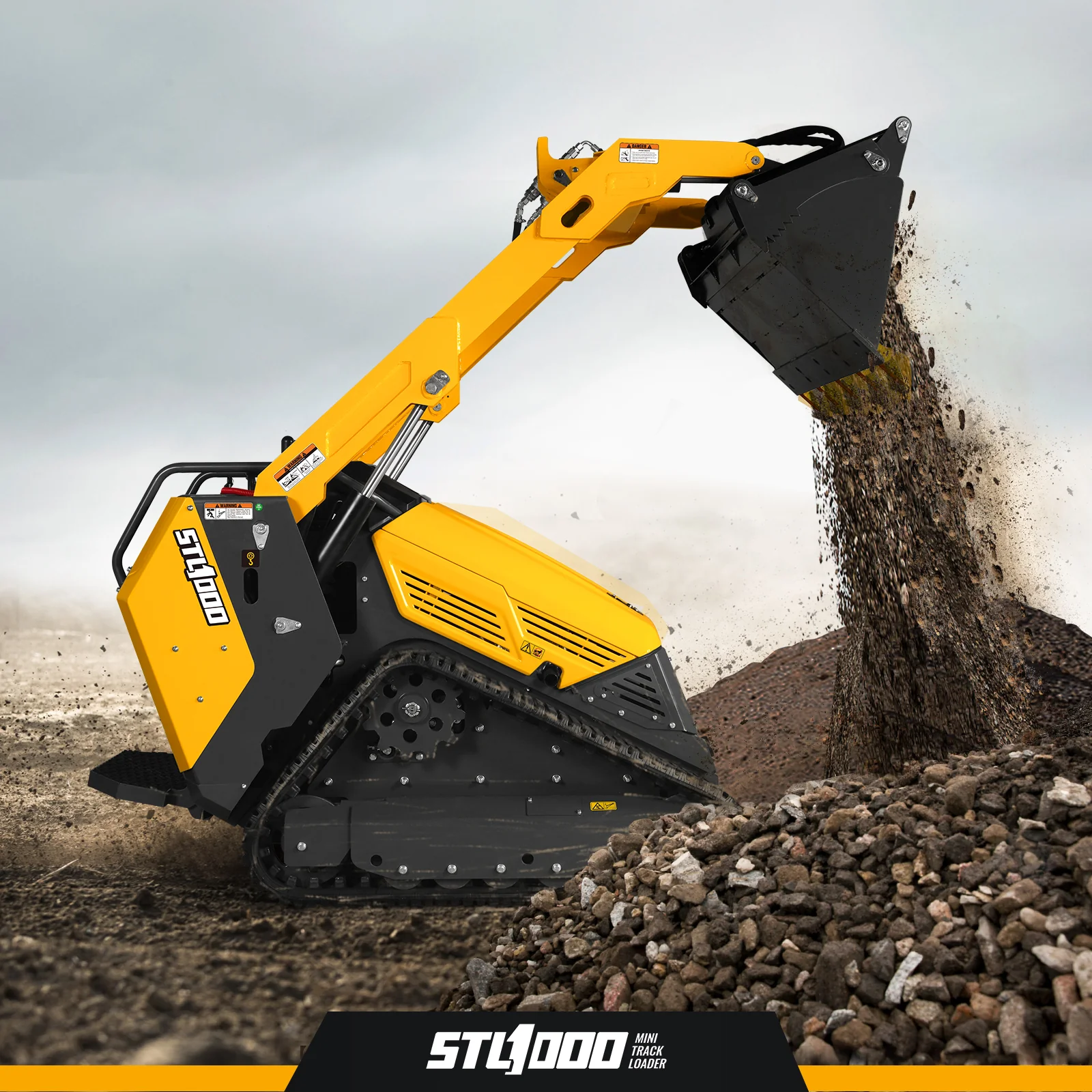 Mini Skid Steer Stand On Compact Track Loader ( 4 in 1 bucket included ) with 25HP KUBOTA D1105 Diesel Engine,  Common Industry Interface (CII),  CROBA  STL1000 - Image 17
