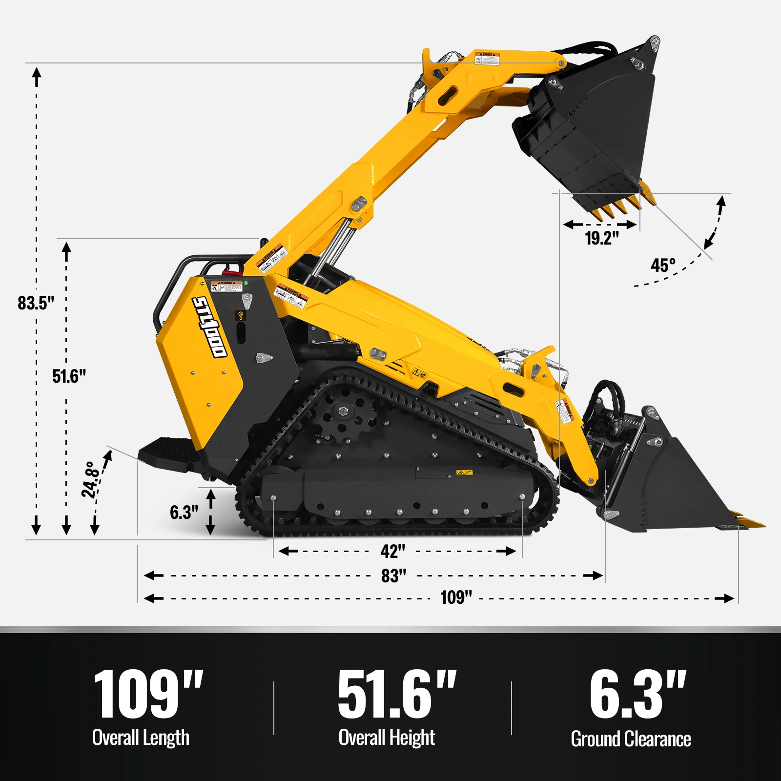 Mini Skid Steer Stand On Compact Track Loader ( 4 in 1 bucket included ) with 25HP KUBOTA D1105 Diesel Engine,  Common Industry Interface (CII),  CROBA  STL1000 - Image 9