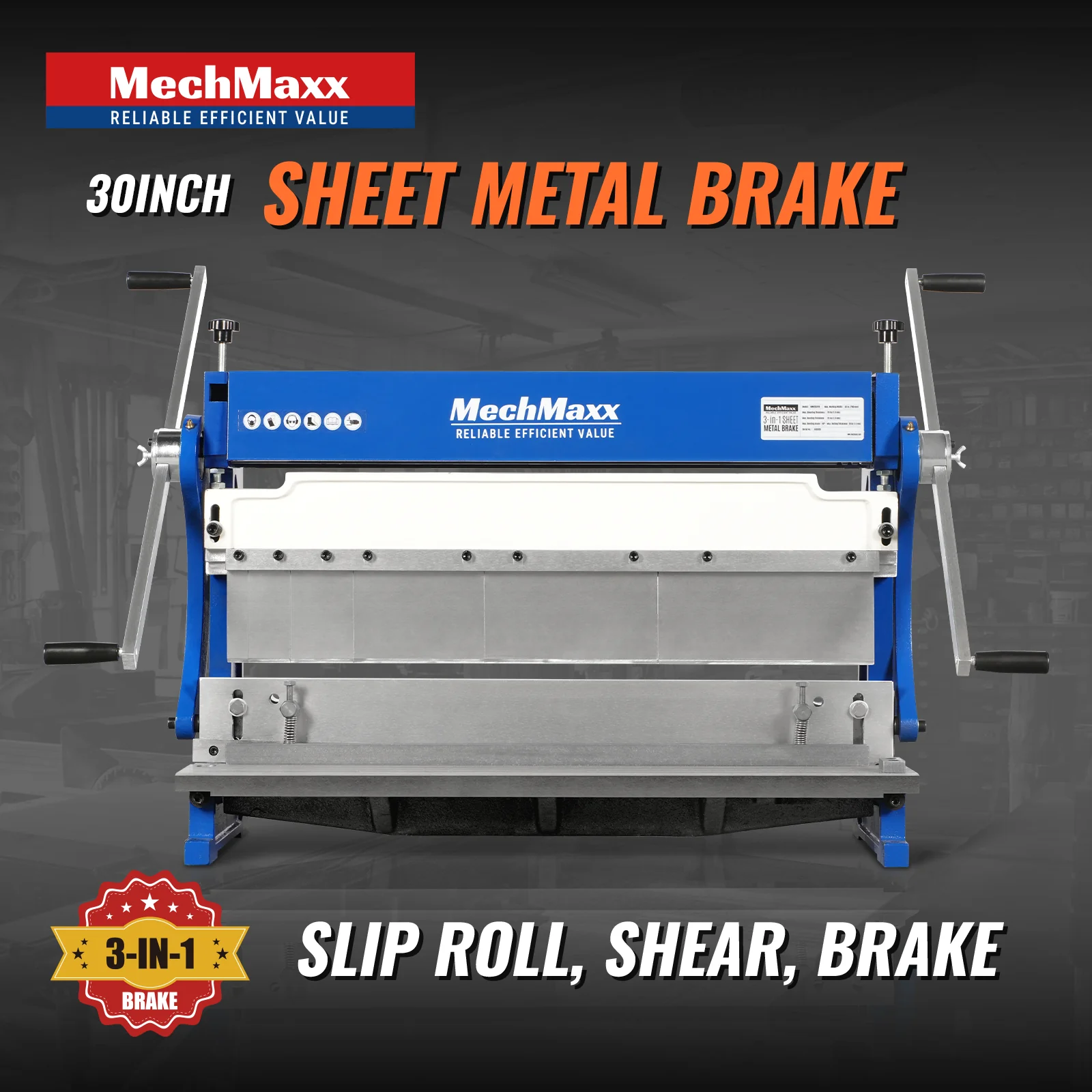 30-inch 3-in-1 Pan and Box Brake – Slip Roll, Shear, Bending Machine for Sheet Metal, 20 Gauge Mild Steel, Adjustable Fingers, Heavy Duty, Metalworking, Fabrication, Rolling, Bending MMCB3016 - Image 2