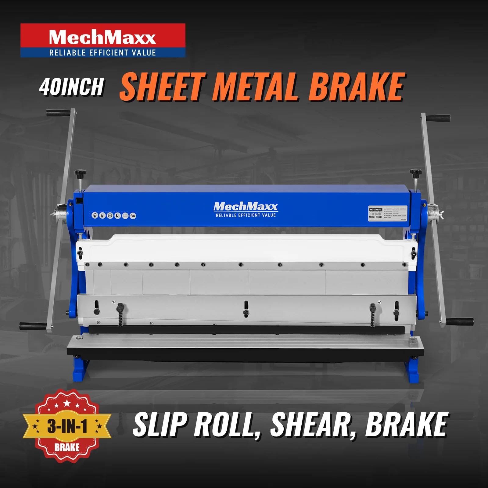 40-inch 3-in-1 Pan and Box Brake – Slip Roll, Shear, Bending Machine for Sheet Metal, 20 Gauge Mild Steel, Adjustable Fingers, Heavy Duty, Metalworking, Fabrication, Rolling, Bending MMCB4020 - Image 2