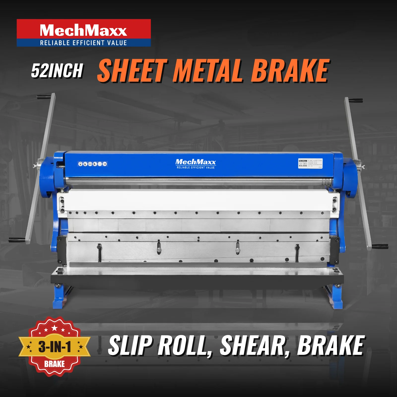52-inch 3-in-1 Heavy Duty Pan and Box Brake – Slip Roll, Shear, Bending Machine for Sheet Metal, 16 Gauge Mild Steel, Adjustable Fingers, Heavy Duty, Metalworking, Fabrication, Rolling, Bending MMCB5216 - Image 2
