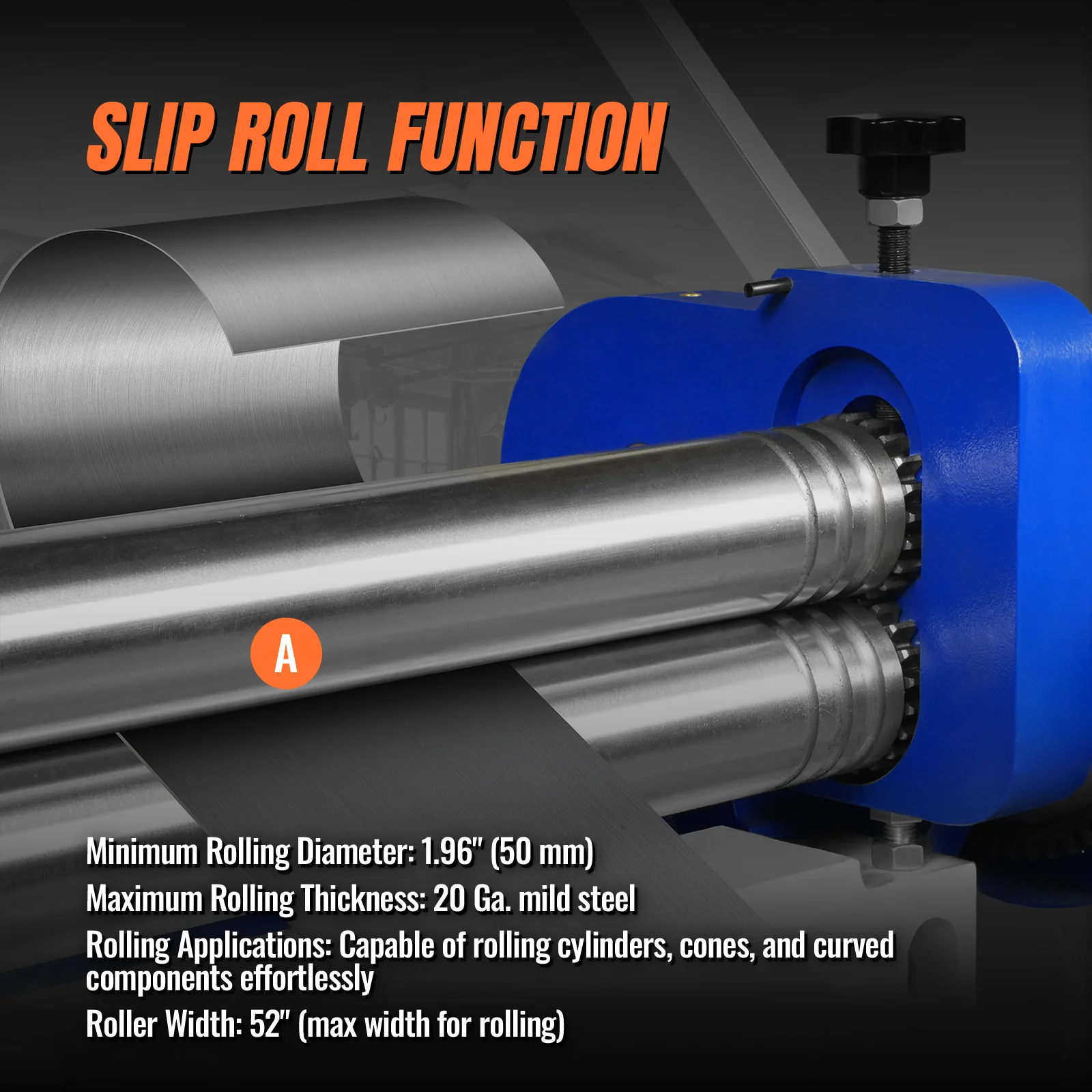 52-inch 3-in-1 Pan and Box Brake – Slip Roll, Shear, Bending Machine for Sheet Metal, 20 Gauge Mild Steel, Adjustable Fingers, Heavy Duty, Metalworking, Fabrication, Rolling, Bending MMCB5220 - Image 4