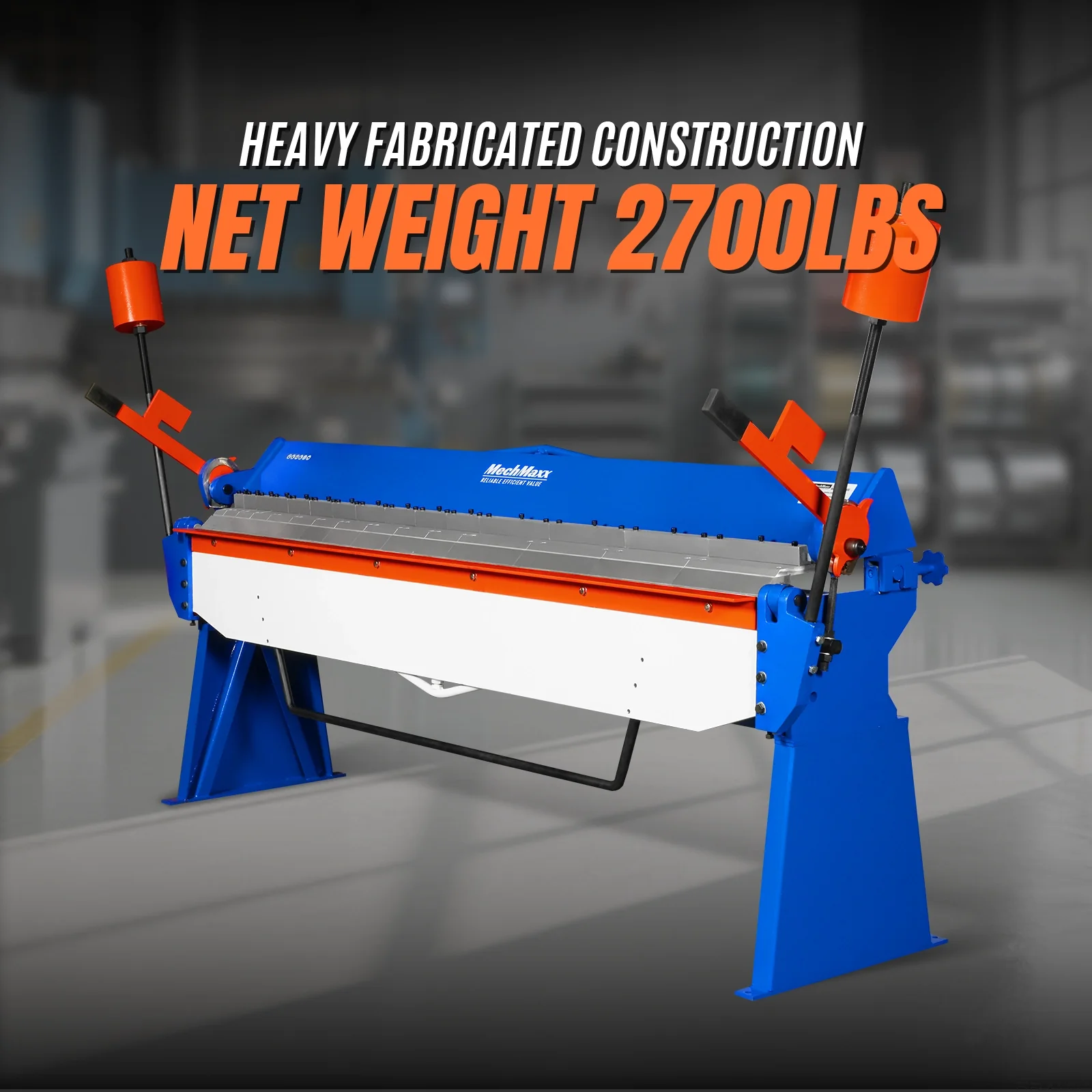 100-inch Manual Sheet Metal Brake - 12 Gauge Bending Capacity, Adjustable Fingers, 8 Ft. Heavy-Duty Steel Construction, Precision Bending for Box and Pan PB10012 - Image 3