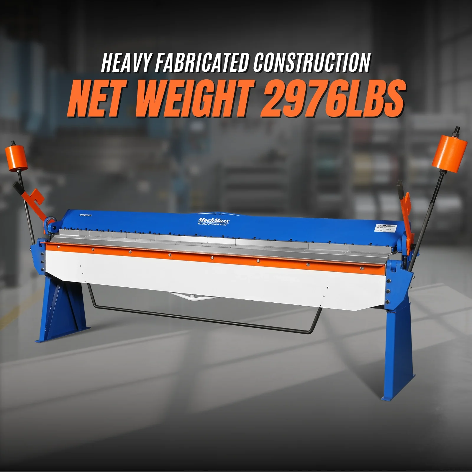 120-inch Manual Sheet Metal Brake - 14 Gauge Bending Capacity, Adjustable Fingers, Heavy-Duty Steel Construction, Precision Bending for Box and Pan PB12014 - Image 2