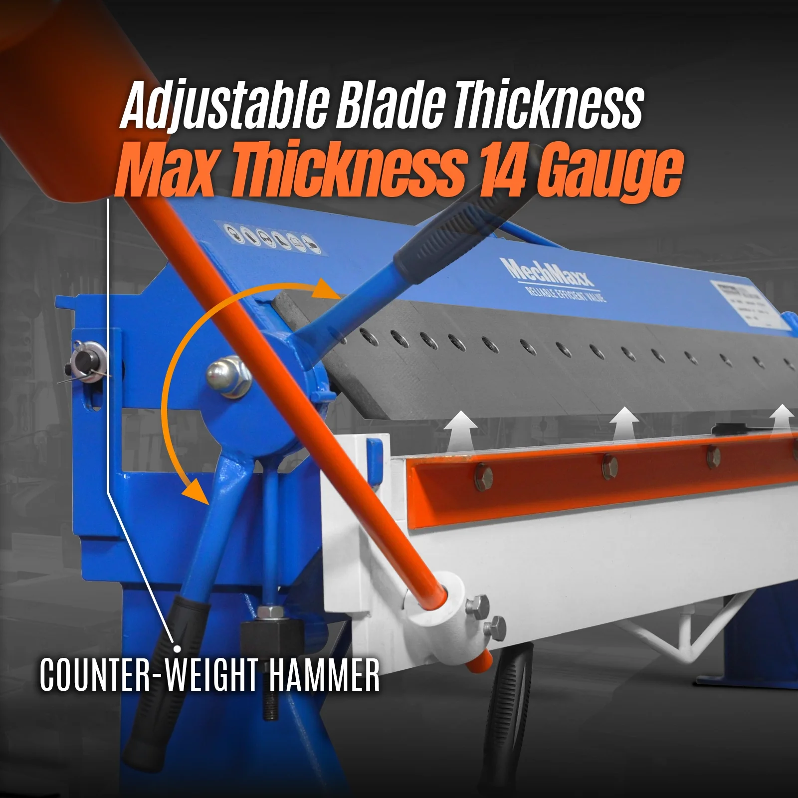 120-inch Manual Sheet Metal Brake - 14 Gauge Bending Capacity, Adjustable Fingers, Heavy-Duty Steel Construction, Precision Bending for Box and Pan PB12014 - Image 5