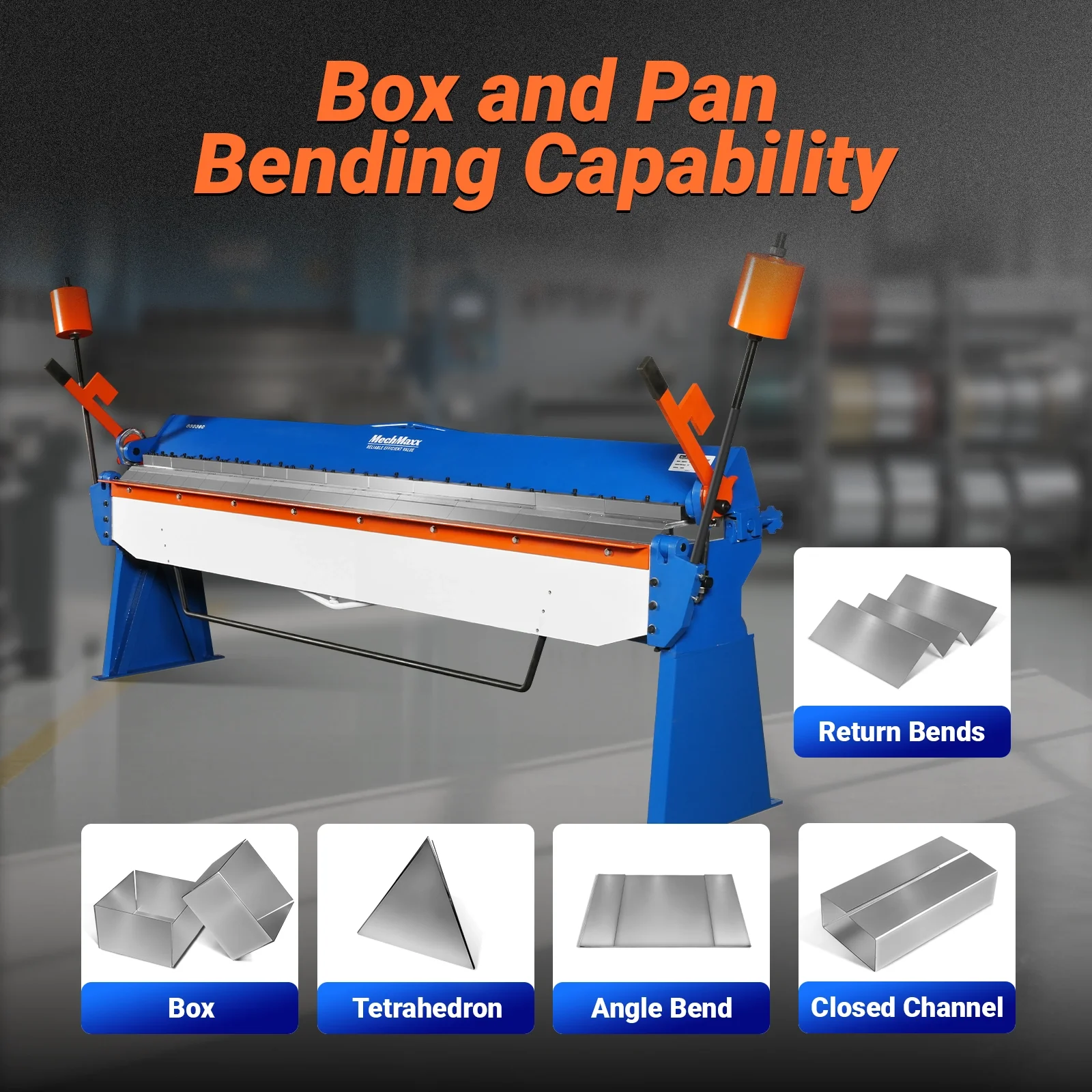 120-inch Manual Sheet Metal Brake - 14 Gauge Bending Capacity, Adjustable Fingers, Heavy-Duty Steel Construction, Precision Bending for Box and Pan PB12014 - Image 7