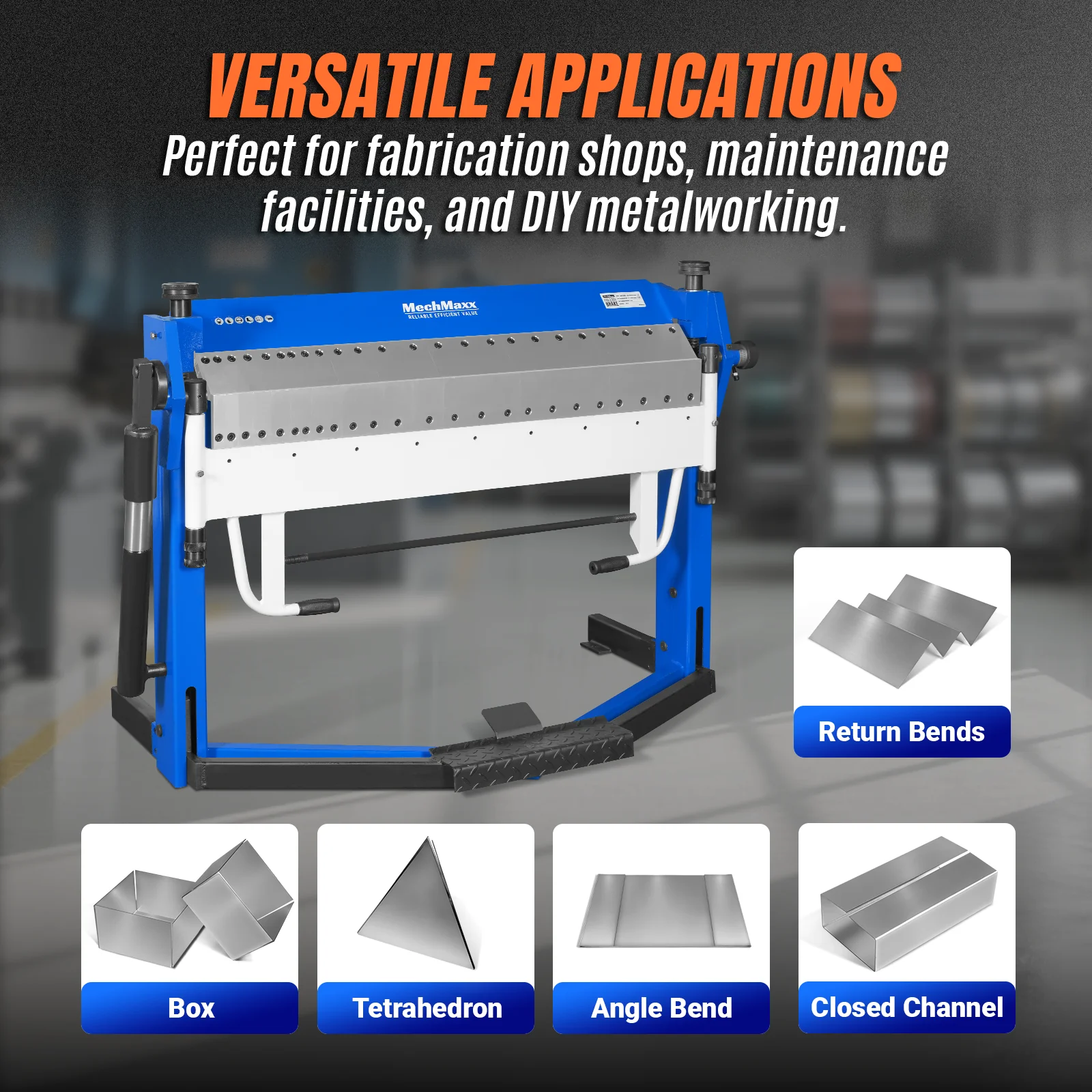 50-Inch Foot Clamp Pan and Box Brake, Industrial Heavy Duty Sheet Metal Folding Machine, 0–135° Bending Angle, 1.9" Clamping Lift, 2" Box Depth PB2A5014 - Image 2