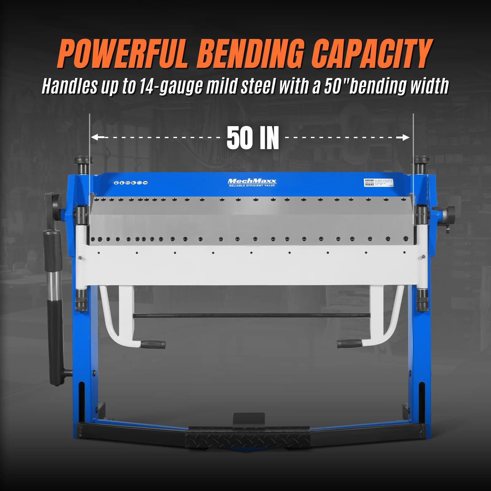50-Inch Foot Clamp Pan and Box Brake, Industrial Heavy Duty Sheet Metal Folding Machine, 0–135° Bending Angle, 1.9" Clamping Lift, 2" Box Depth PB2A5014 - Image 4