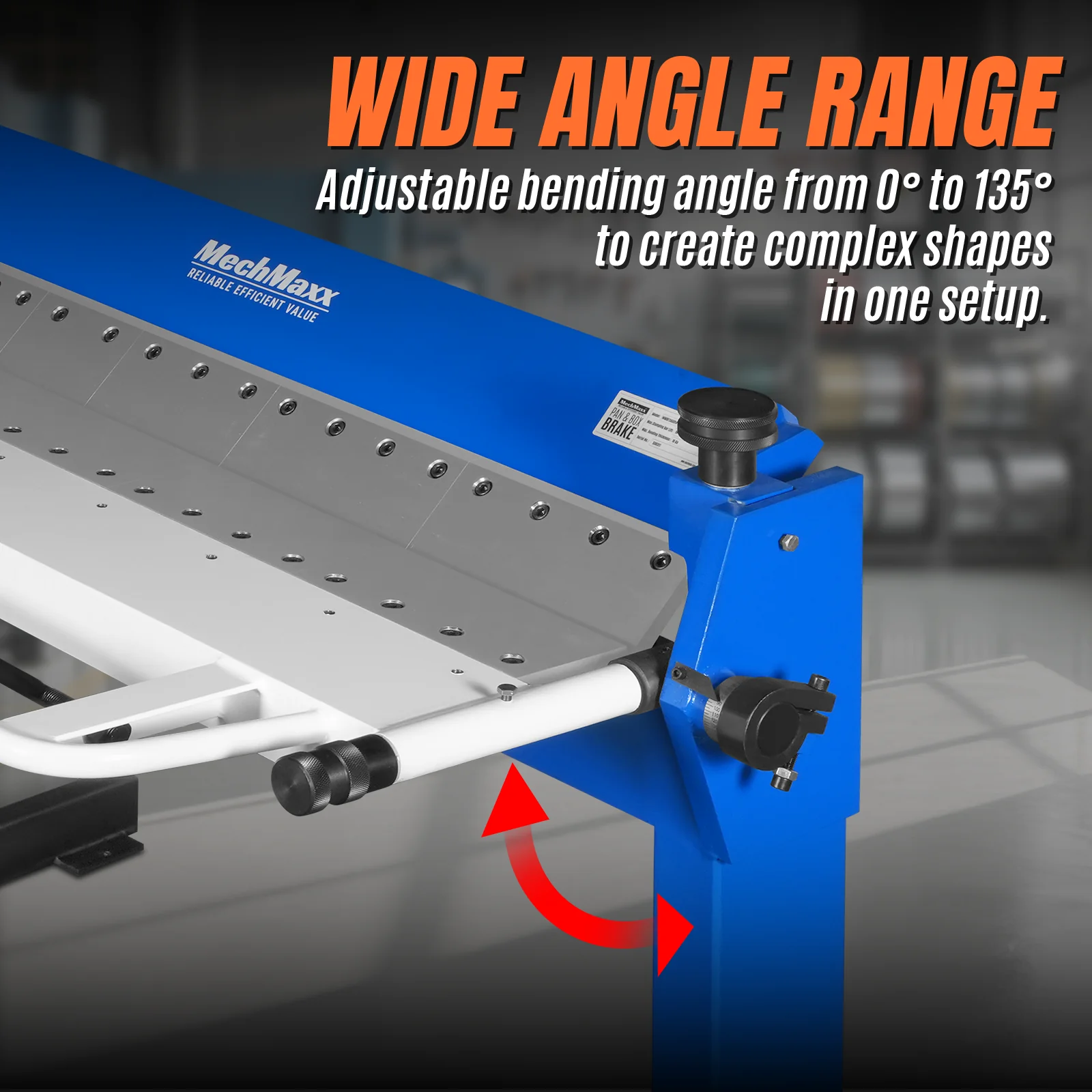 50-Inch Foot Clamp Pan and Box Brake, Industrial Heavy Duty Sheet Metal Folding Machine, 0–135° Bending Angle, 1.9" Clamping Lift, 2" Box Depth PB2A5014 - Image 6