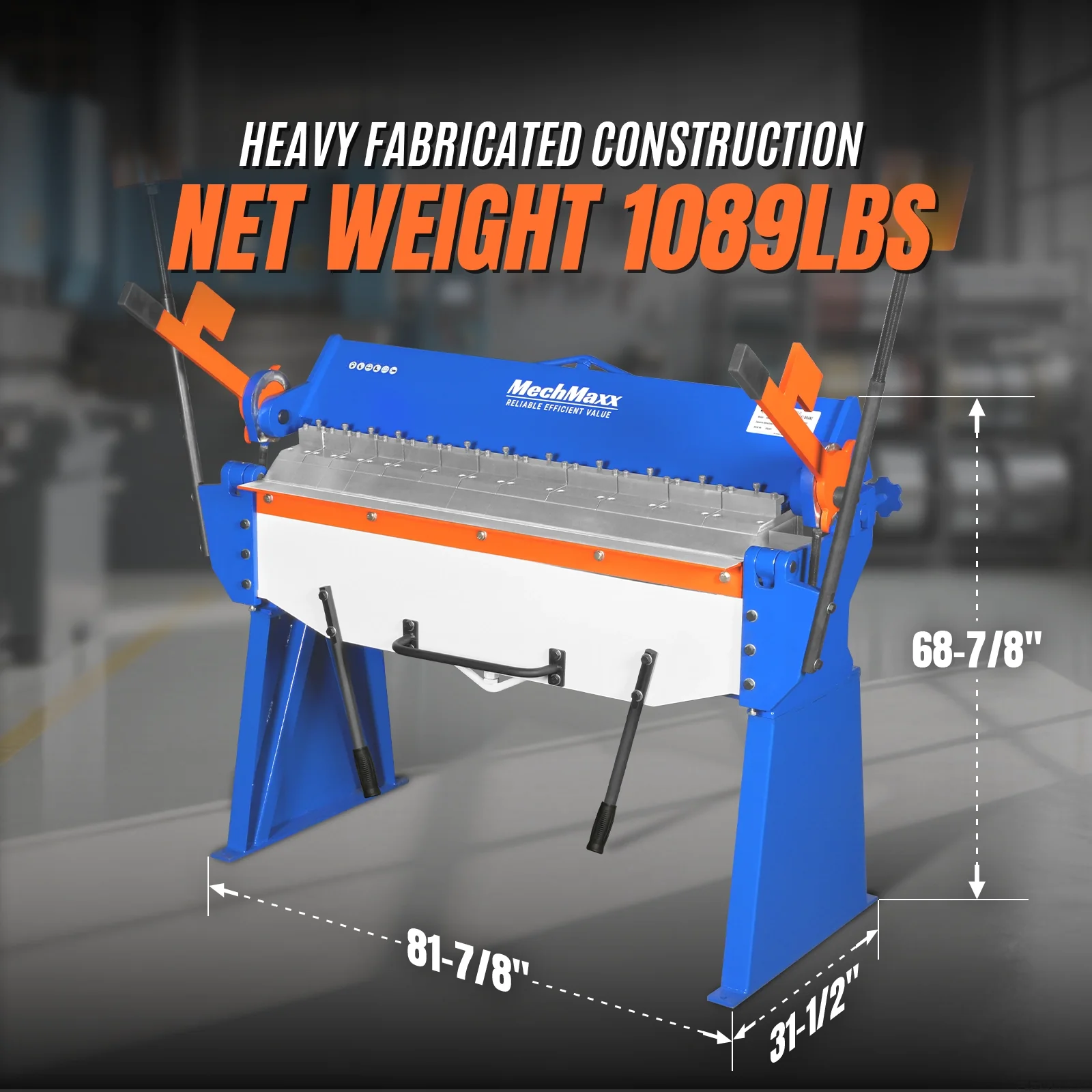 48” Manual Pan and Box Brake - Heavy Duty, Durable Construction, 12 Gauge Mild Steel, 135° Bending Angle, Individual Bending Fingers" PB4812 - Image 2
