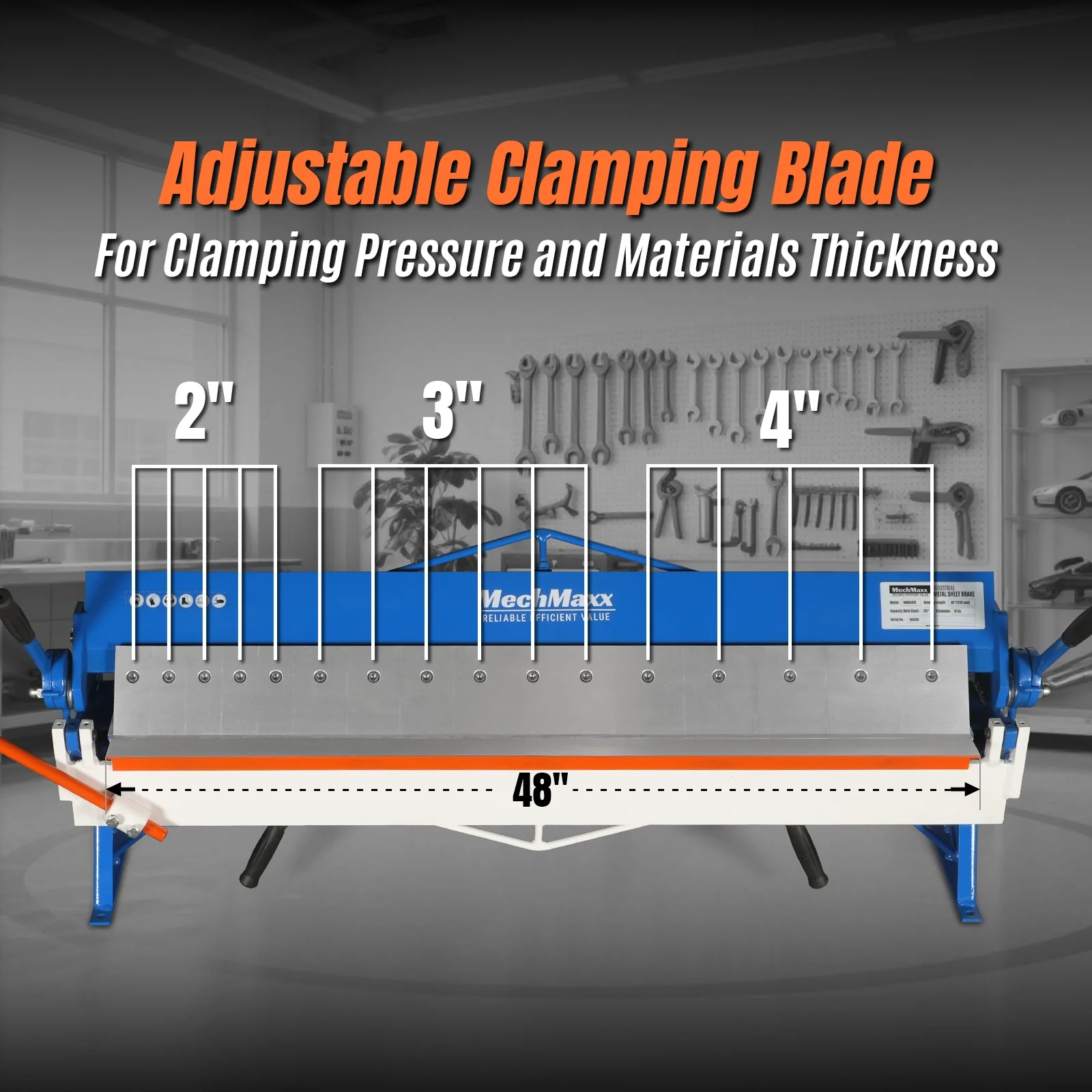 48" Manual Pan and Box Brake - 16 Gauge Mild Steel Capacity, 135° Bending Angle, 16 Precision Fingers, Durable Construction for Accurate Bends" - Image 4