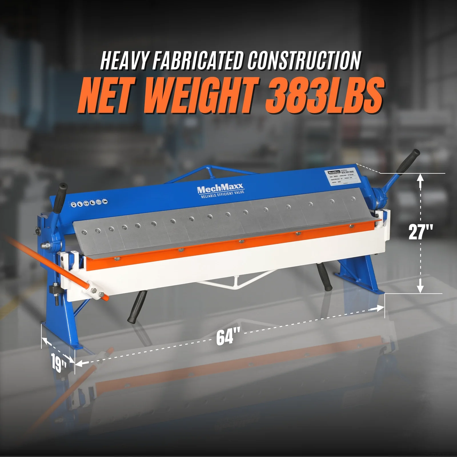 48" Manual Pan and Box Brake - 16 Gauge Mild Steel Capacity, 135° Bending Angle, 16 Precision Fingers, Durable Construction for Accurate Bends" - Image 5