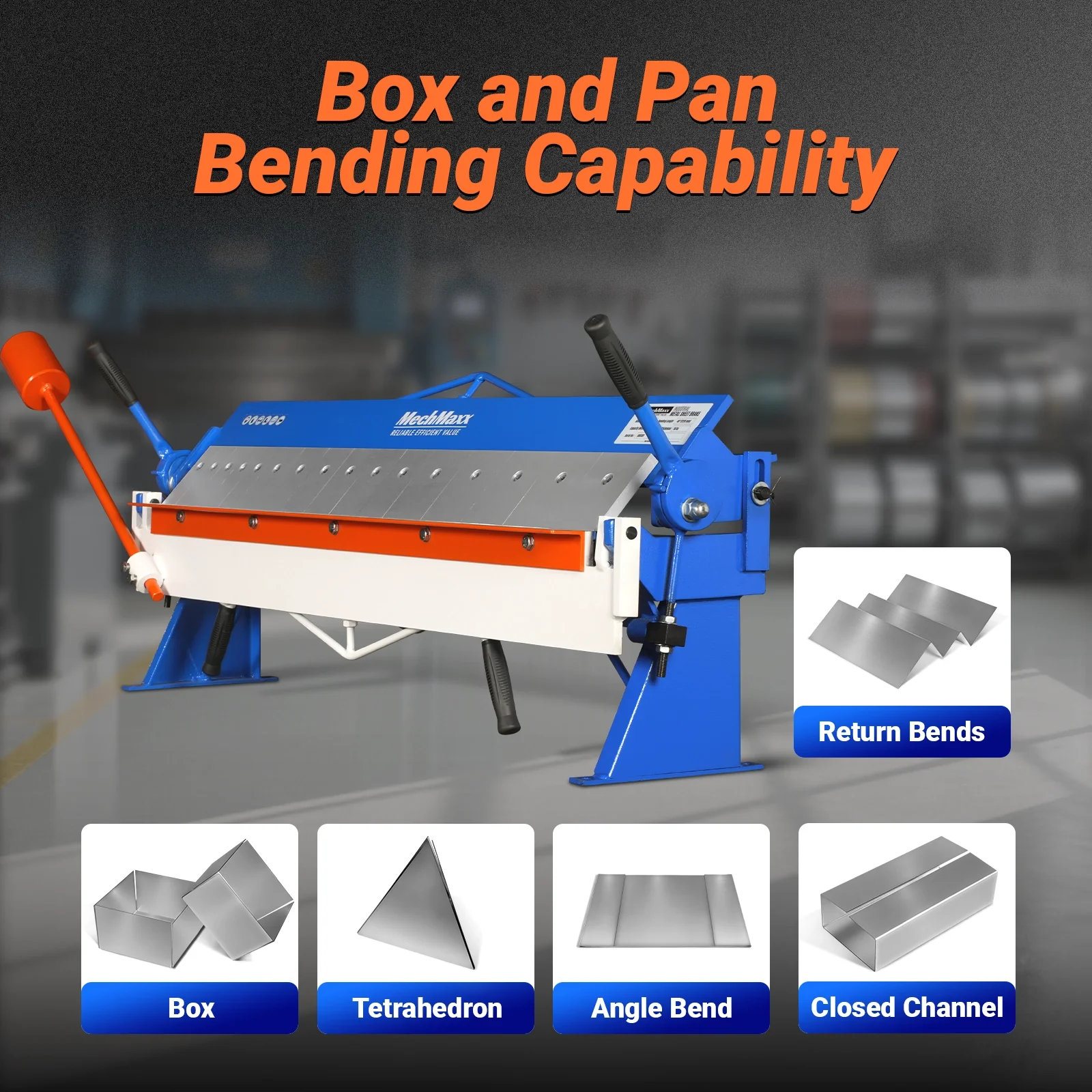 48" Manual Pan and Box Brake - 16 Gauge Mild Steel Capacity, 135° Bending Angle, 16 Precision Fingers, Durable Construction for Accurate Bends" - Image 9