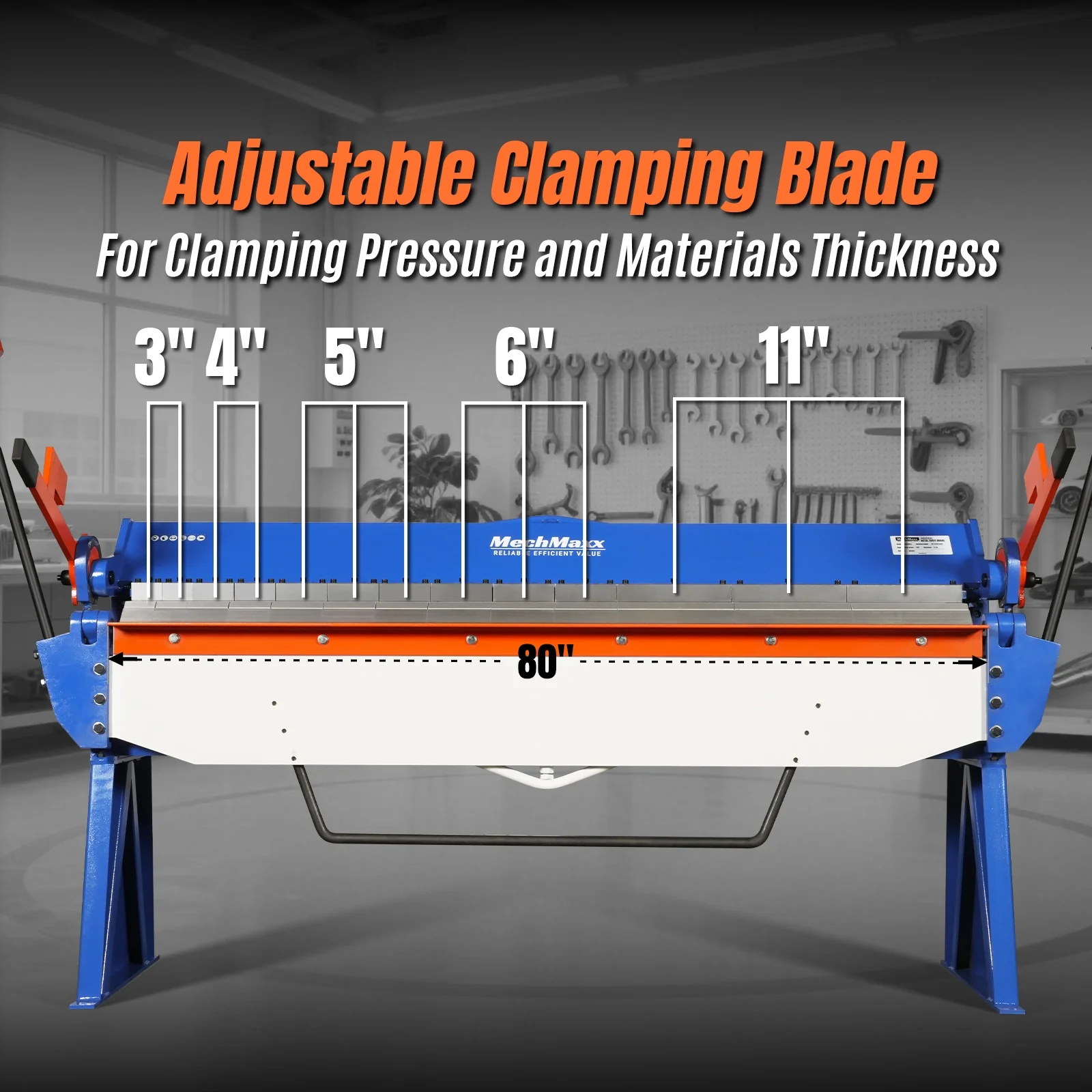 80-inch Manual Sheet Metal Brake - 12 Gauge Bending Capacity, Adjustable Fingers, 6 Ft. Heavy-Duty Steel Construction for Precision Bending PB8012 - Image 4