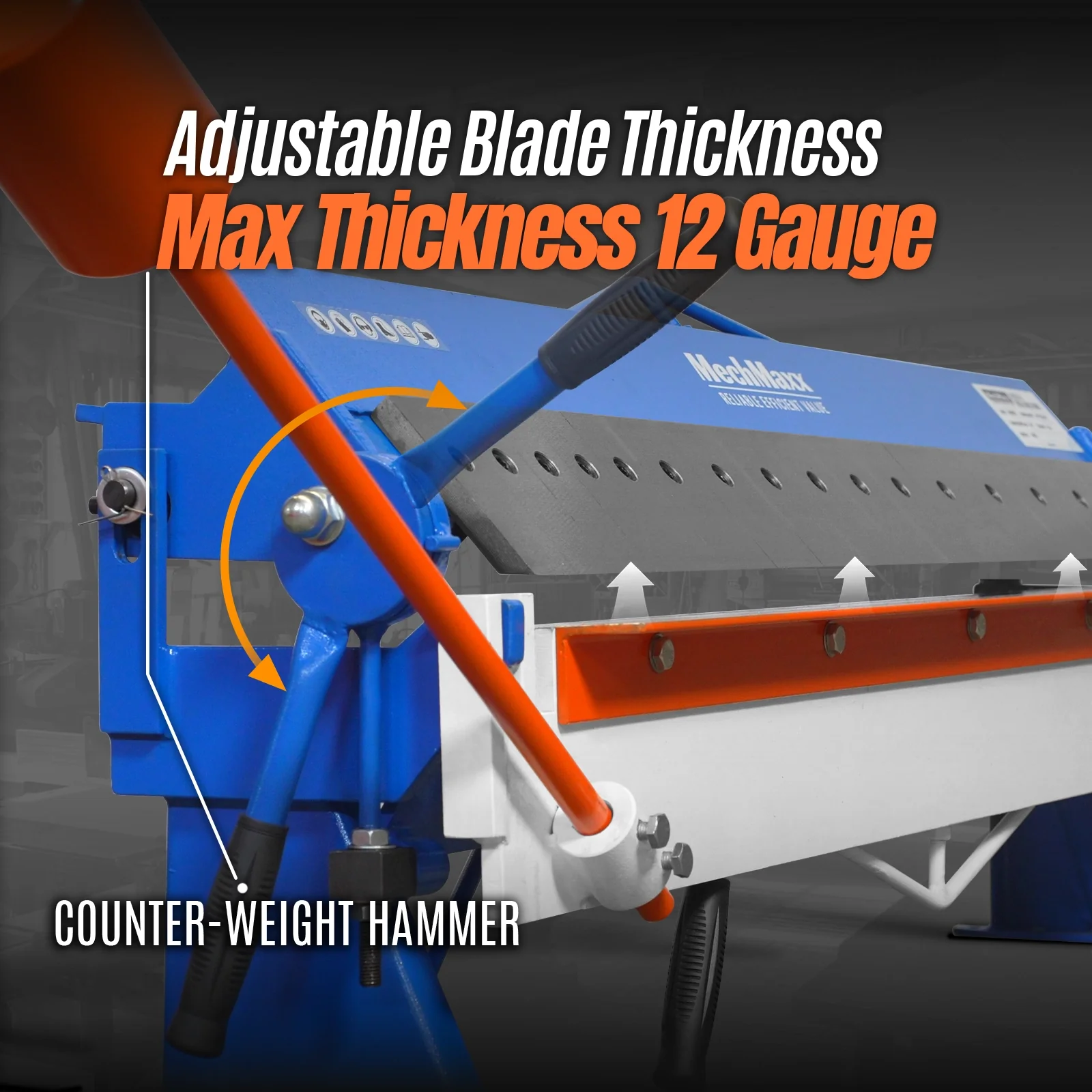 80-inch Manual Sheet Metal Brake - 12 Gauge Bending Capacity, Adjustable Fingers, 6 Ft. Heavy-Duty Steel Construction for Precision Bending PB8012 - Image 7