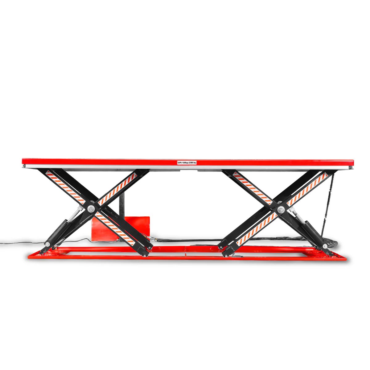 Stationary Electric Hydraulic Parallel Double Scissor Lift Table 3300lb Capacity,  108.3" x 31.5" Platform,  33.9" Lift Height,  UL Certified Motor,  ELT33P - Image 6