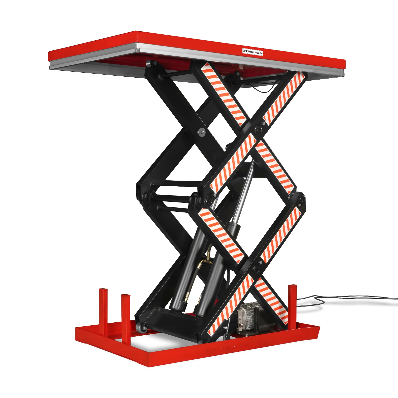 4400 lb Capacity Stationary Electric Hydraulic Double Scissor Lift Table - 63" x 39.4" Platform,  70.1" Lift Height,  UL Certified Motor,  ELTD44L - Image 6