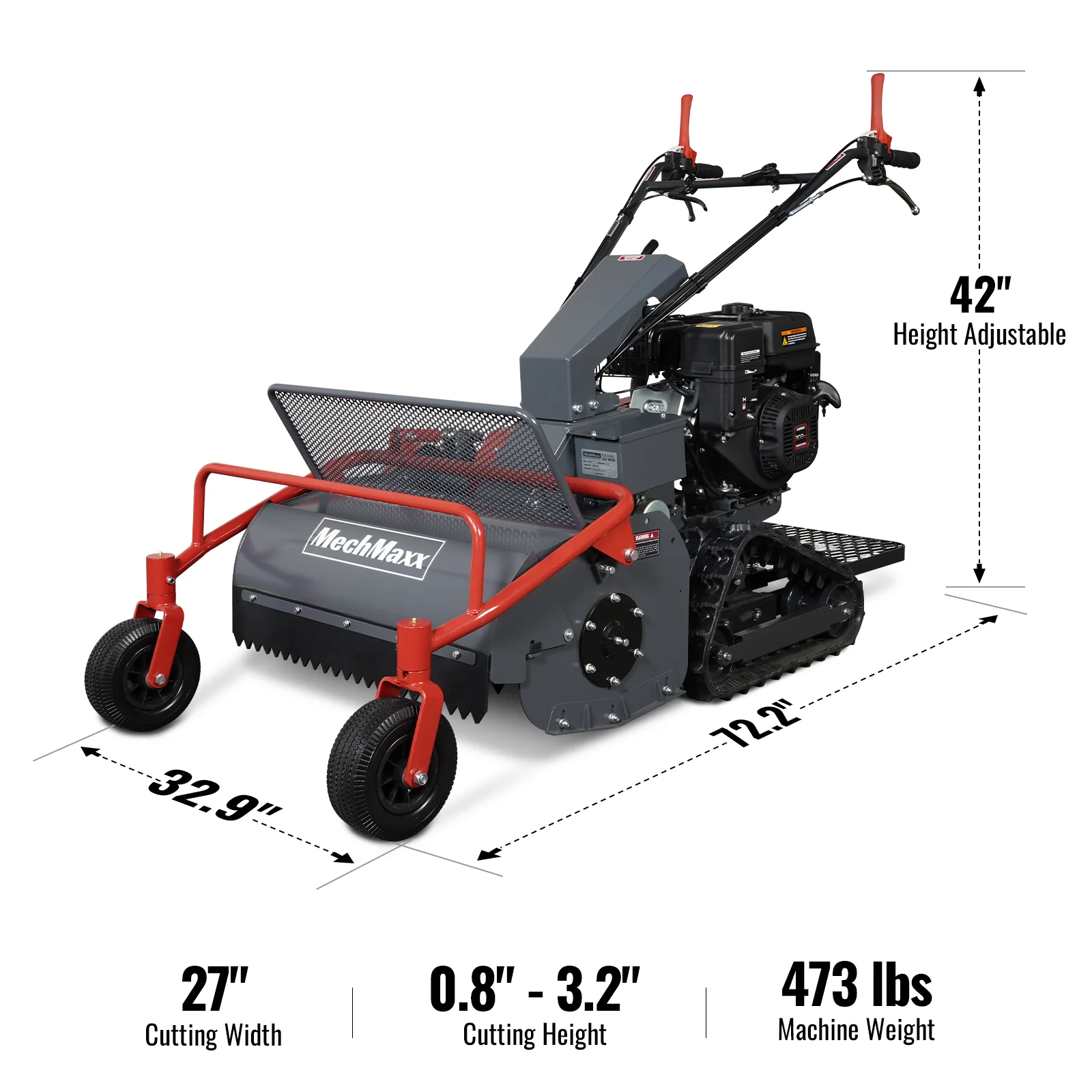 27" Walk Behind Flail Mower,  10HP 302cc,  Self-Propelled,  Tracked,  Electric Start,  SFM27T - Image 2