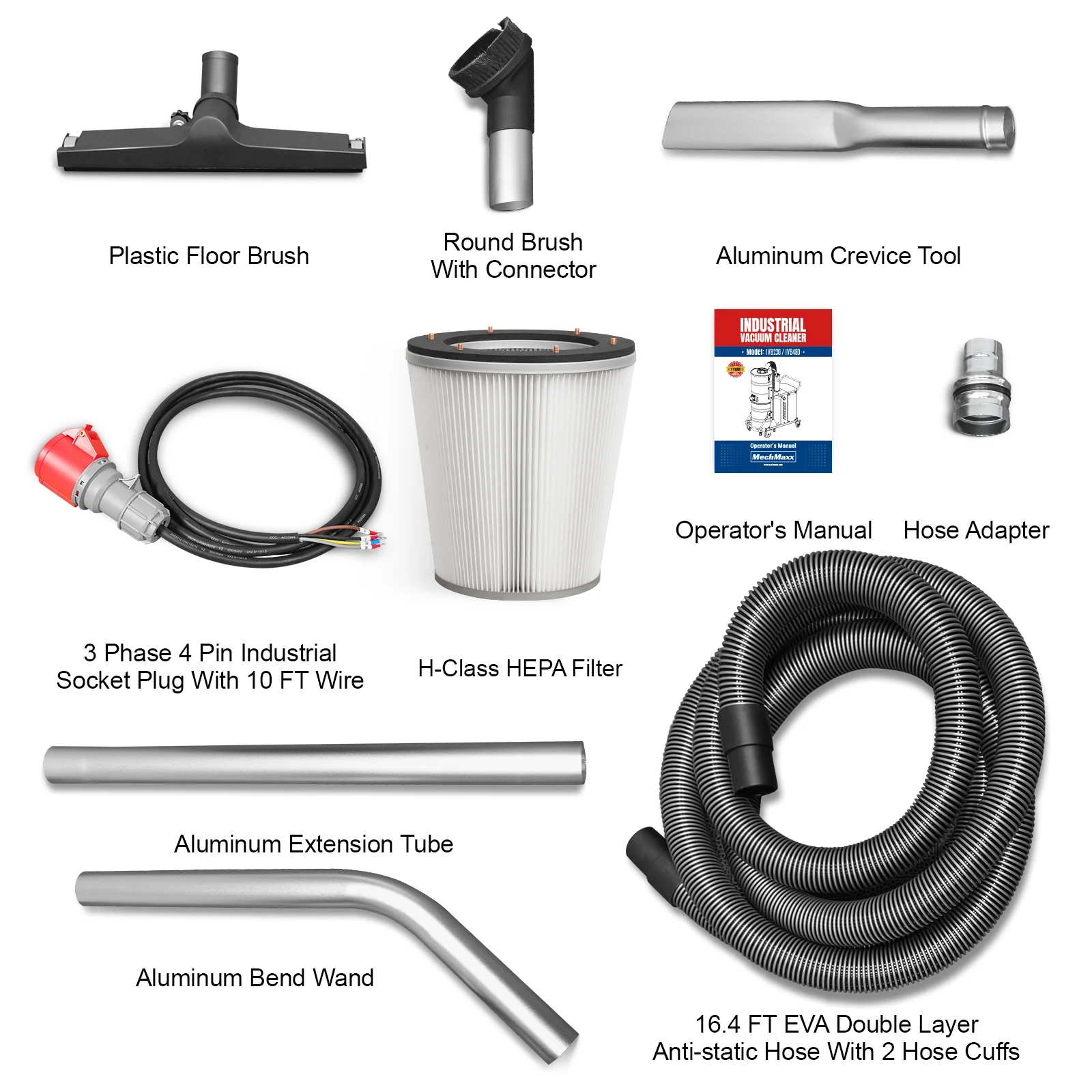 Industrial Wet/Dry Vacuum Cleaner with HEPA Filter Continuous Duty 8.6 HP 364 CFM 26.4 Gallon - 230V 3Phase,  IVB230 - Image 3